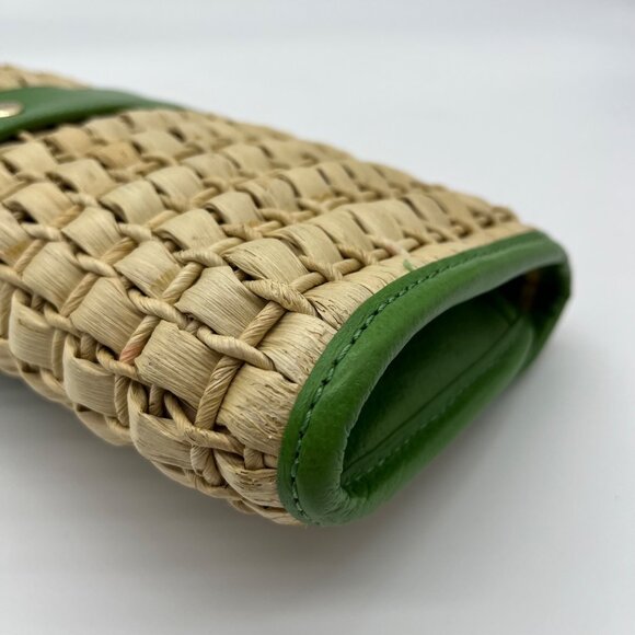 Kate Spade Brown And Green Straw Wicker Ava Clutch - Picture 9 of 12